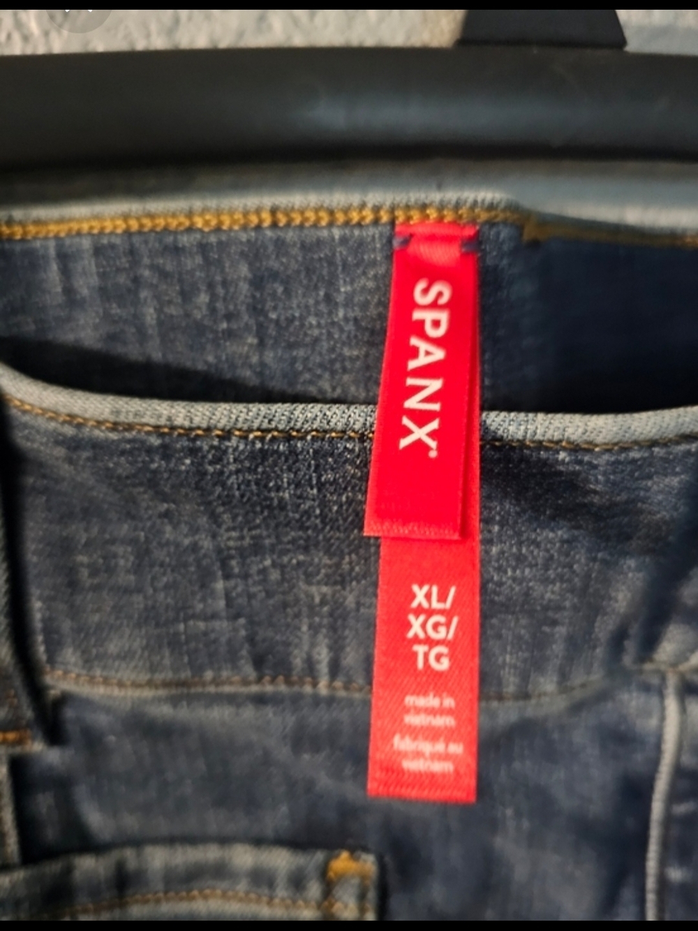 SPANX Wide-Leg High-Rise Denim Jeans - Dark Blue - Picture 3 of 7